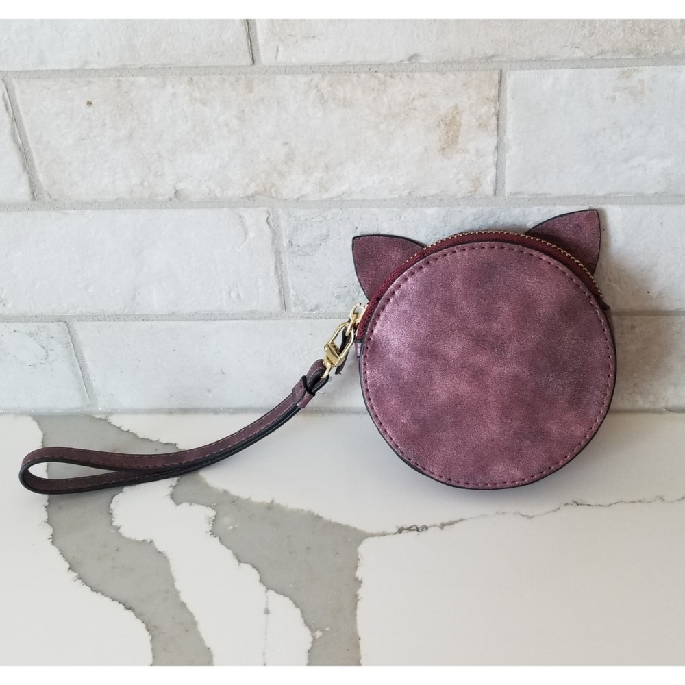 NEIMAN MARCUS cat ears coin wristlet purse FIRM - Picture 1 of 3